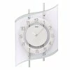 Coupon 🎉 AMS 5506 Wanduhr Funk Funkwanduhr Analog Silbern Modern Geschwungen Mit Glas 👍