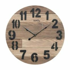 Billig 😍 AMS 9569 Wanduhr Quarz Analog Holz Rund ⌛