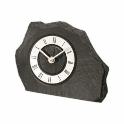 Bester Verkauf 🔔 AMS 1104 Tischuhr Quarz Silbern Schiefer Naturschiefer Schieferuhr 👏