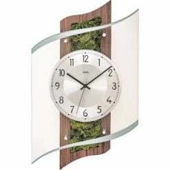Angebote 🥰 AMS 5517 Wanduhr Funk Funkwanduhr Analog Nussbaum-farben Künstliche Mooseinlage 😀