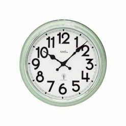 Budget 🤩 AMS 5510 Wanduhr Funk Funkwanduhr Analog Metall Mint-grün Retro Rund 👏