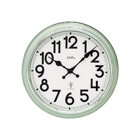 Budget 🤩 AMS 5510 Wanduhr Funk Funkwanduhr Analog Metall Mint-grün Retro Rund 👏 3 Budget 🤩 AMS 5510 Wanduhr Funk Funkwanduhr Analog Metall Mint-grün Retro Rund 👏