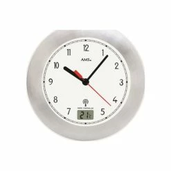 Bestes Angebot 👏 AMS 5920 Baduhr Funkwanduhr Tischuhr Wanduhr Mit Temperaturanzeige 💯