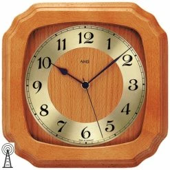 Bestpreis ⌛ AMS 5866/9 Wanduhr Funk Funkwanduhr Analog Holz Kirschbaum Farben 💯