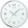 Billig 🥰 AMS 9322 Wanduhr Quarz Analog Silbern Rund Leise Ohne Ticken Aus Glas 🎉