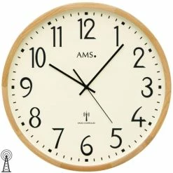 Angebote 😀 AMS 5534 Wanduhr Funk Funkwanduhr Analog Holz Buche 🛒