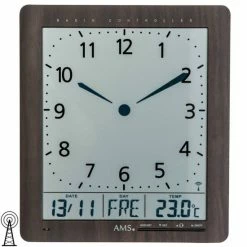 Billig 🛒 AMS Funk-Wanduhr, Funkwerk Mit Analoger Zeitanzeige Und Digitaler Anzeige Von Zeit Datum Wochentag Temperatur, 21x24x3cm, 5893 ⭐ -Günstiges Ams Geschäft unnamed file 163