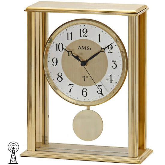 Top 10 🤩 AMS 5191 Tischuhr Funk Funktischuhr Mit Pendel Messing Farben Mit Glas Pendeluhr 🛒 4 Top 10 🤩 AMS 5191 Tischuhr Funk Funktischuhr Mit Pendel Messing Farben Mit Glas Pendeluhr 🛒 – Bild 2