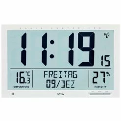 Rabatt 🎁 AMS 5887 Wanduhr Tischuhr Funk Funkwanduhr Digital Weiß Datum Thermometer Wecker 🥰 -Günstiges Ams Geschäft unnamed file 182