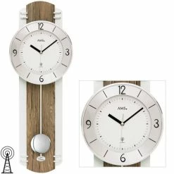 Brandneu 🔥 AMS 5292 Wanduhr Funk Funkwanduhr Mit Pendel Pendeluhr Holz Nussbaum Farben 🛒 -Günstiges Ams Geschäft unnamed file 187