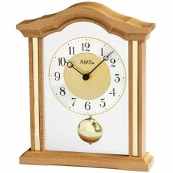 Beste Bewertungen von ✨ AMS 1174/18 Tischuhr Quarz Mit Pendel Analog Holz Buche Mit Glas 🥰