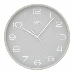 Angebote 🎉 AMS 5521 Wanduhr Funk Funkwanduhr Analog Holz Grau ✨