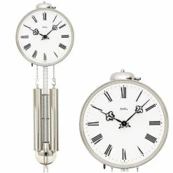 Bester Verkauf ✔️ AMS 342 Wanduhr Mit Pendel Mechanisch Silbern Frontreif Aus Messing Pendeluhr ✨