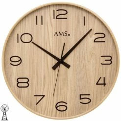 Blitzangebot 🔔 AMS 5522 Wanduhr Funk Funkwanduhr Analog Hoz Naturfarben Braun ✨