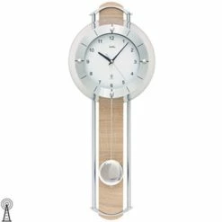 Brandneu 😍 AMS 5305 Wanduhr Funk Funkwanduhr Mit Pendel Pendeluhr Sonoma-Optik 🤩 -Günstiges Ams Geschäft unnamed file 211