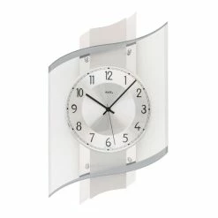 Blitzangebot 😍 AMS 5516 Wanduhr Funk Funkwanduhr Analog Silbern Mit Glas Modern 🎁