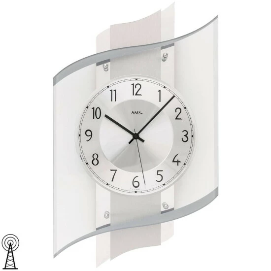 Blitzangebot 😍 AMS 5516 Wanduhr Funk Funkwanduhr Analog Silbern Mit Glas Modern 🎁 4 Blitzangebot 😍 AMS 5516 Wanduhr Funk Funkwanduhr Analog Silbern Mit Glas Modern 🎁 – Bild 2