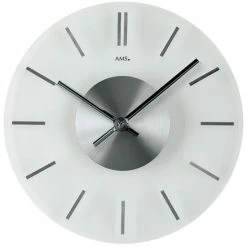 Großhandel 🔥 AMS 9318 Wanduhr Quarz, Mineralglas Mit Stundenmarkierungen In Alumium 🛒
