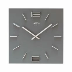 Coupon 😀 AMS 9594 Wanduhr Quarz Analog Grau Viereckig 🛒