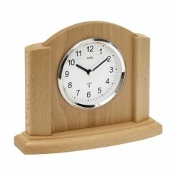 Schlussverkauf 👍 AMS 5122/18 Tischuhr Funk Funktischuhr Analog Modern Holz Buche 🎉