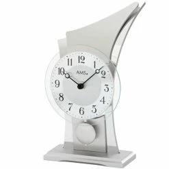 Budget 🔔 AMS 1138 Tischuhr Quarz Mit Pendel Holzgehäuse Mineralglas 👏