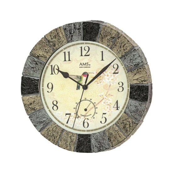 Am billigsten 💯 AMS 5979 Wanduhr Funk Funkwanduhr Analog Stein-Optik Mit Thermometer ⌛ 4 Am billigsten 💯 AMS 5979 Wanduhr Funk Funkwanduhr Analog Stein-Optik Mit Thermometer ⌛ – Bild 2