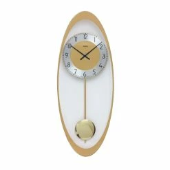Budget 🥰 AMS Quarz-Pendeluhr, Quarz-Pendelwerk, 19x50x3cm, 7417 ✔️