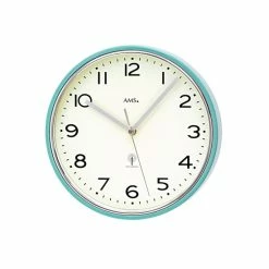 Auslauf ⌛ AMS 5508 Wanduhr Funk Funkwanduhr Analog Silbern Türkis Rund ✨