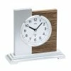 Budget 💯 AMS 5149 Tischuhr Funk Silbern Modern Holz Nussbaum Farben Mit Aluminium 🧨