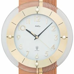 Budget ⌛ AMS 5307 Wanduhr Funk Funkwanduhr Mit Pendel Buche Farben Pendeluhr 😍