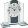 Großhandel 😉 AMS 1121 Tischuhr Quarz Silbern Glas Mit Schiefer Und Aluminium 👍
