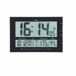 Neu 🥰 AMS Funk-Wanduhr, Funkwerk Mit Digitaler Anzeige Von Zeit Datum Wochentag Temperatur Feuchtigkeit, 43x29x4cm, 5895 🤩