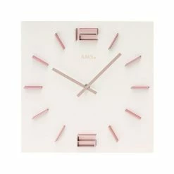 Brandneu 👍 AMS 9592 Wanduhr Quarz Analog Weiß Viereckig 🌟