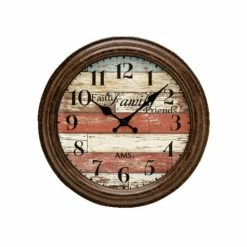 Bester Verkauf 💯 AMS 9619 Wanduhr Quarz Analog Braun Rund 🎉