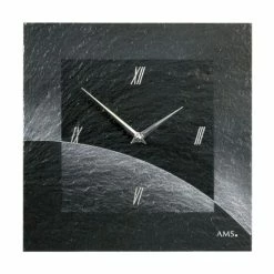 Beste Bewertungen von 🔥 AMS 9518 Wanduhr Quarz Schiefer Naturschiefer Schieferuhr Silbern ⭐