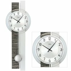 Blitzangebot ⭐ AMS 7439 Wanduhr Quarz Mit Pendel Silbern Grau Holz Optik Pendeluhr Mit Glas 👍 -Günstiges Ams Geschäft unnamed file 509
