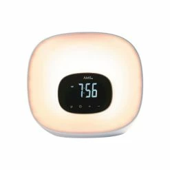 Bestes Angebot 👍 AMS 1302 Wecker Netzwecker Weiß Digital Radio Sonnenaufgangs-Licht ✔️