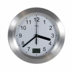 Budget ✨ AMS Wanduhr 5923 Funk, Aluminiumfrontreif Silber, Wasserdichte Baduhr 👏 -Günstiges Ams Geschäft unnamed file 531