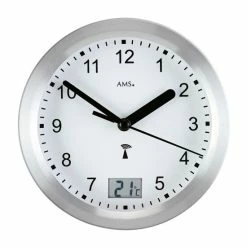 Budget ✨ AMS Wanduhr 5923 Funk, Aluminiumfrontreif Silber, Wasserdichte Baduhr 👏 -Günstiges Ams Geschäft unnamed file 535