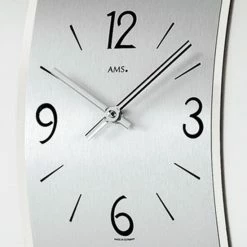 Bestpreis 🛒 AMS 7300 Pendeluhr Quarz Mit Pendel Silbern Modern Geschwungen Mit Aluminium ⭐