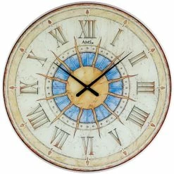 Angebote 😀 AMS 9230 Wanduhr SONNE Quarz Analog Rund Anik Vintage Retro Shabby 🔔