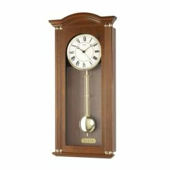 Auslauf 🔔 AMS 5014/1 Wanduhr Funk Pendel, Holzgehäuse Nussbaumfarben Lackiert 🥰