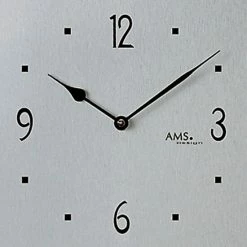 Schlussverkauf 😀 AMS 354 Wanduhr Mit Pendel Mechanisch Silbern Eckig Pendeluhr Mit Aluminium ✨
