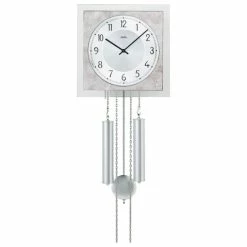 Budget 🛒 AMS 344 Wanduhr Mit Pendel Pendeluhr Mechanisch Abtik-Optik Silbern Mit Glas 🔥 -Günstiges Ams Geschäft unnamed file 637