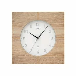 Angebote ❤️ AMS 5545 Wanduhr Funk Funkwanduhr Analog Sonoma-Optik Eckig 🤩