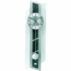 Blitzangebot ⌛ AMS 5217 Wanduhr Funk Funkwanduhr Mit Pendel Silbern Pendeluhr Glas Und Schiefer 🎁 -Günstiges Ams Geschäft unnamed file 649