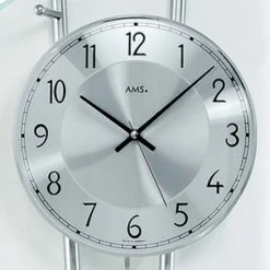 Am billigsten 🌟 AMS 5200 Wanduhr Funk Funkwanduhr Mit Pendel Silbern Modern Pendeluhr Mit Glas 👍 -Günstiges Ams Geschäft unnamed file 653