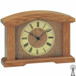 Auslauf 🧨 AMS 5138/4 Tischuhr Kaminuhr Funk Holz Eiche Massiv Mit Glas Funktischuhr 👏