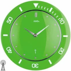 Rabatt ✨ AMS 5942 Wanduhr Funk Funkwanduhr Analog Grün Hellgrün Rund Modern 👍