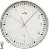 Bestpreis 🌟 AMS 5914 Wanduhr Funk Funkwanduhr Analog Silbern Rund Aus Aluminium Gebürstet ⌛